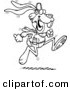 Vector of a Cartoon Jogging Rabbit - Coloring Page Outline by Toonaday