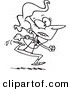 Vector of a Cartoon Jogging Woman - Coloring Page Outline by Toonaday