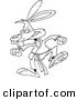 Vector of a Cartoon Karate Rabbit Stomping - Coloring Page Outline by Toonaday