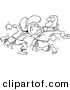 Vector of a Cartoon Karate Woman Punching Her Fist Through a Man's Chest - Coloring Page Outline by Toonaday