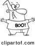 Vector of a Cartoon Lame Man Wearing a Boo Shirt - Outlined Coloring Page by Toonaday