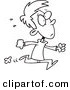 Vector of a Cartoon Late Boy Running - Outlined Coloring Page by Toonaday