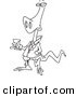Vector of a Cartoon Lizard Carrying a Glass of Wine - Outlined Coloring Page by Toonaday