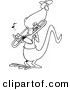 Vector of a Cartoon Lizard Playing a Trombone - Coloring Page Outline by Toonaday