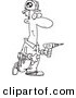 Vector of a Cartoon Male Electrician Carrying a Drill - Outlined Coloring Page Drawing by Toonaday