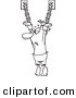 Vector of a Cartoon Male Prisoner Suspended from Chains - Outlined Coloring Page by Toonaday