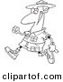 Vector of a Cartoon Male Ranger Walking - Coloring Page Outline by Toonaday