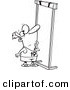 Vector of a Cartoon Male Runner Looking up at a High Hurdle - Outlined Coloring Page by Toonaday