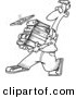 Vector of a Cartoon Male Student Carrying Text Books - Coloring Page Outline by Toonaday