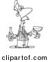 Vector of a Cartoon Male Wine Taster - Coloring Page Outline by Toonaday