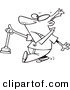 Vector of a Cartoon Man Holding a Nasty Toilet Plunger - Coloring Page Outline by Toonaday