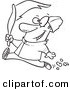 Vector of a Cartoon Man Jogging with a Torch - Coloring Page Outline by Toonaday