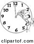 Vector of a Cartoon Man on a Daylight Savings Clock - Outlined Coloring Page by Toonaday