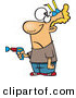 Vector of a Cartoon Man Pointing Toy Gun While Getting Shot with Nerf Darts to His Head by Toonaday
