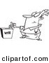 Vector of a Cartoon Man Putting His Ballot into a Vote Box - Coloring Page Outline by Toonaday