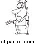 Vector of a Cartoon Man Reluctantly Giving Away American Money - Outlined Coloring Page by Toonaday