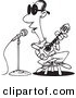 Vector of a Cartoon Man Singing the Blues - Coloring Page Outline by Toonaday