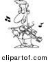 Vector of a Cartoon Man Standing and Playing a Violin - Coloring Page Outline by Toonaday