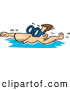 Vector of a Cartoon Man Swimming with Goggles over His Eyes by Toonaday