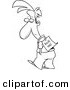 Vector of a Cartoon Man with a Kick Me Sign on His Back - Coloring Page Outline by Toonaday