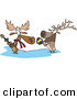 Vector of a Cartoon Moose and Elk Playing Musical Instruments by Toonaday