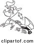 Vector of a Cartoon Mother Running with a Pram - Outlined Coloring Page by Toonaday