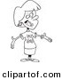 Vector of a Cartoon Mother Wearing a Number One Mom Shirt - Coloring Page Outline by Toonaday