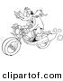 Vector of a Cartoon Motorcycler - Coloring Page Outline by Toonaday