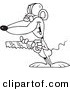 Vector of a Cartoon Mouse Holding a Saw - Coloring Page Outline by Toonaday