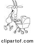 Vector of a Cartoon Nanny Goat Pushing a Tram - Coloring Page Outline by Toonaday
