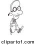 Vector of a Cartoon Nerdy Black Boy Walking - Coloring Page Outline by Toonaday