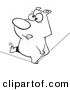 Vector of a Cartoon Nervous Bear Walking a Tight Rope - Outlined Coloring Page Drawing by Toonaday