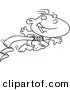 Vector of a Cartoon New Years Baby Running - Coloring Page Outline by Toonaday