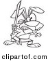 Vector of a Cartoon Ninja Rabbit with a Sword - Outlined Coloring Page by Toonaday