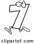 Vector of a Cartoon Number Seven 7 Character - Outlined Coloring Page by Toonaday