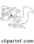 Vector of a Cartoon Olympic Kangaroo with a Torch - Coloring Page Outline by Toonaday