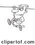 Vector of a Cartoon Olympics Track and Field Javelin Thrower Man - Outlined Coloring Page by Toonaday