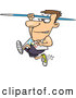 Vector of a Cartoon Olympics Track and Field Javelin Thrower Man Running and Preparing to Throw by Toonaday