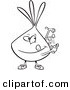 Vector of a Cartoon Onion Spraying on Deodorant - Coloring Page Outline by Toonaday