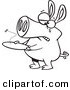 Vector of a Cartoon Pig with an Empty Plate - Outlined Coloring Page by Toonaday