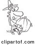 Vector of a Cartoon Pilgrim Man Carrying a Pumpkin - Outlined Coloring Page by Toonaday