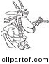 Vector of a Cartoon Pirate Goat Holding a Sword and Pistol - Outlined Coloring Page by Toonaday