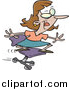 Vector of a Cartoon Playful Business Woman Surfing on Her Office Chair by Toonaday