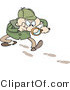 Vector of a Cartoon Police Officer Following Foot Tracks with a Magnifying Glass by Gnurf