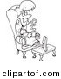 Vector of a Cartoon Pregnant Girl Relaxing in a Chair with a Warm Beverage - Outlined Coloring Page Drawing by Toonaday