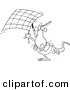 Vector of a Cartoon Rat Carrying a Checkered Flag - Coloring Page Outline by Toonaday