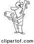 Vector of a Cartoon Recipient Ent Man Reading an Invitation - Outlined Coloring Page by Toonaday