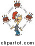 Vector of a Cartoon Red Haired Caucasian Birthday Boy Juggling Cakes by Toonaday