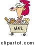 Vector of a Cartoon Red Haired Postal Woman in a Mail Cart by Toonaday