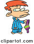 Vector of a Cartoon Red Haired White Disappointed Boy Holding a Tie by Toonaday